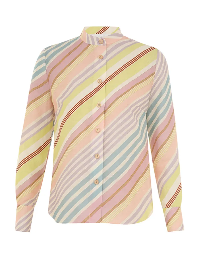 Women Zimmermann Tops Halliday Slim Shirt Multi Stripe