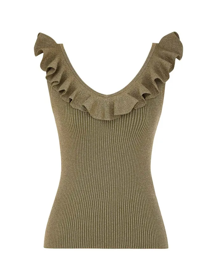 Women Zimmermann Tops Wylie Frill VNeck Top Dusty Olivegold
