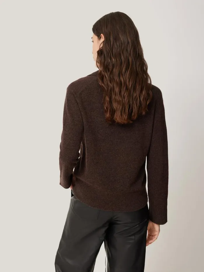 Wool Cashmere Blend Collar Jumper Brown Women Jigsaw Knitwear and Cashmere