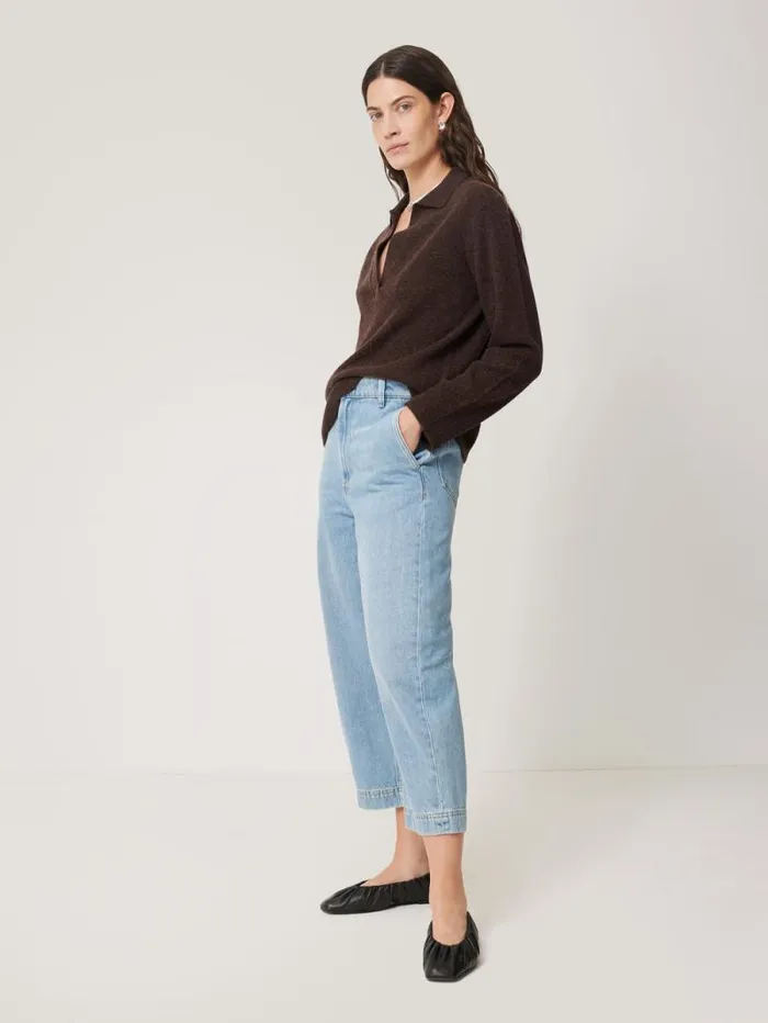 Wool Cashmere Blend Collar Jumper Brown Women Jigsaw Knitwear and Cashmere