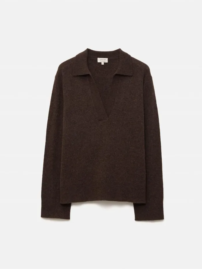 Wool Cashmere Blend Collar Jumper Brown Women Jigsaw Knitwear and Cashmere