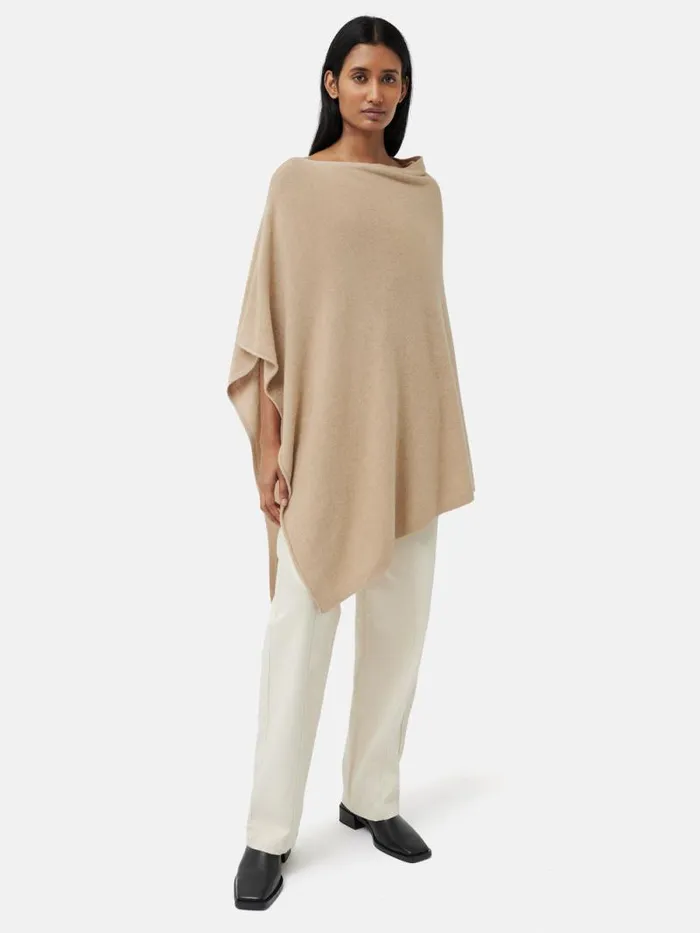 Wool Cashmere Blend Drape Poncho Beige Women Jigsaw Knitwear and Cashmere