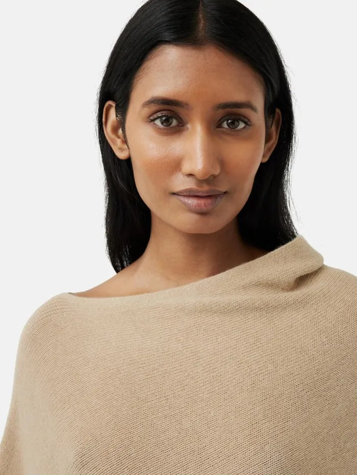 Wool Cashmere Blend Drape Poncho Beige Women Jigsaw Knitwear and Cashmere
