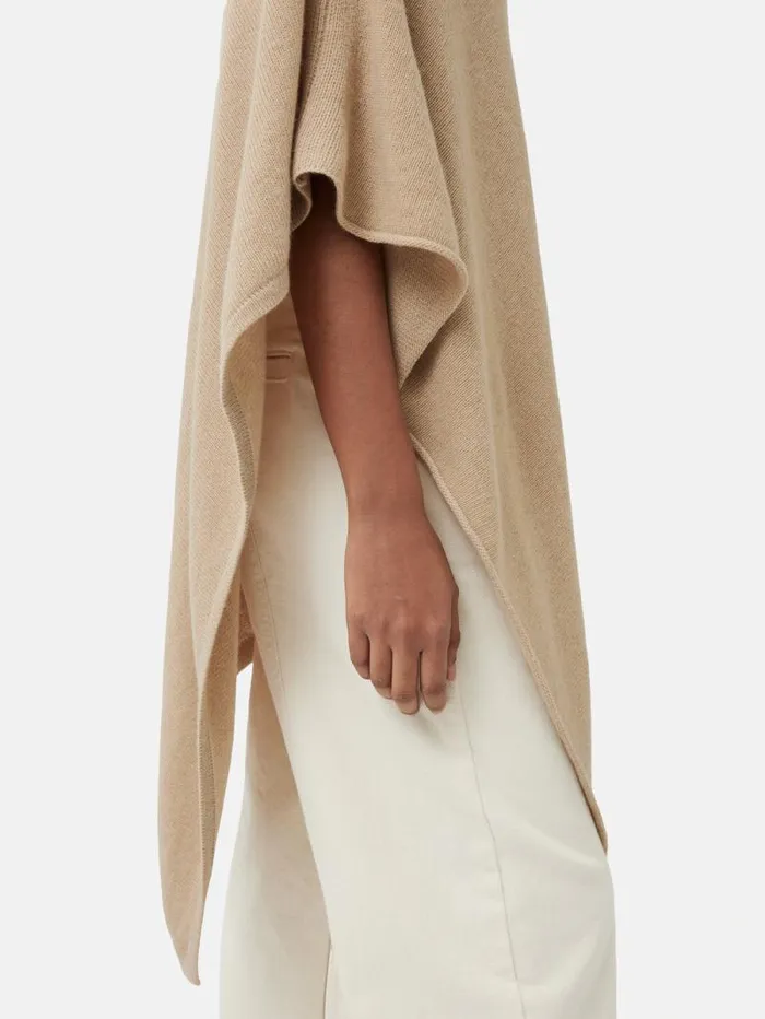Wool Cashmere Blend Drape Poncho Beige Women Jigsaw Knitwear and Cashmere