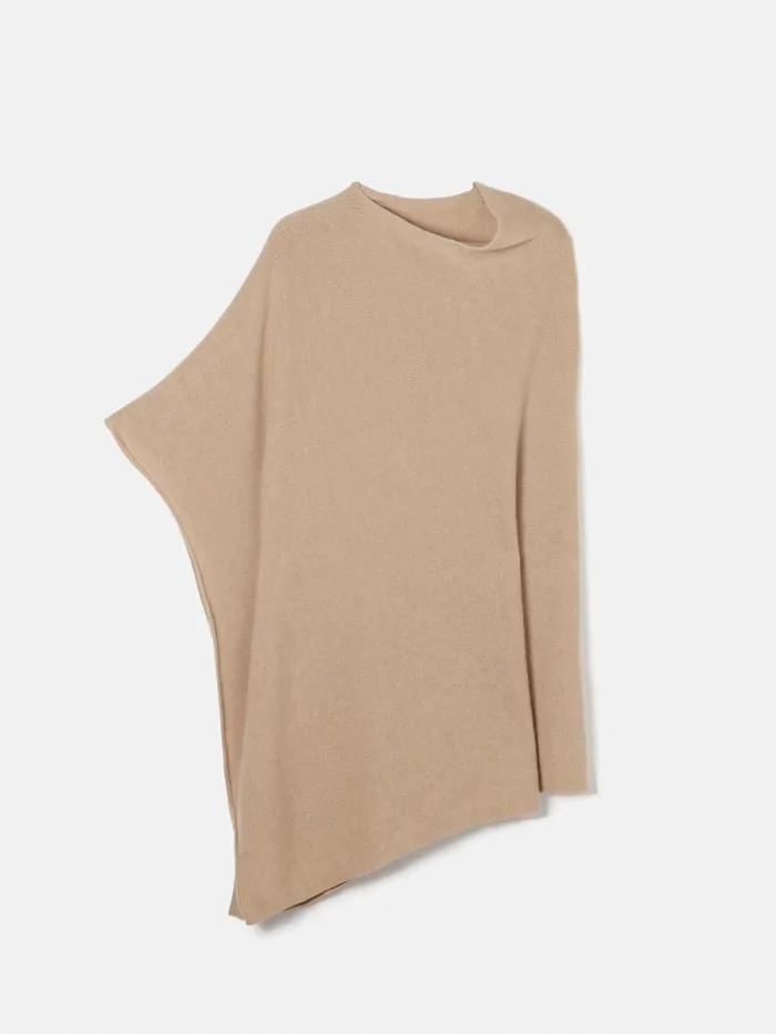 Wool Cashmere Blend Drape Poncho Beige Women Jigsaw Knitwear and Cashmere