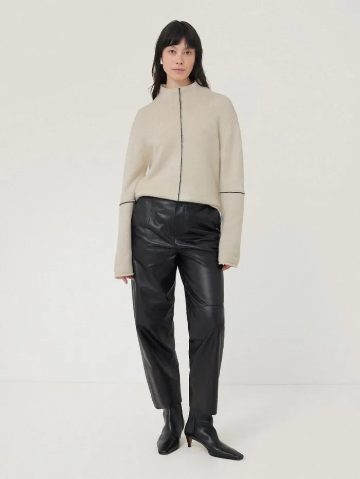 Wool Cashmere Blend Line Jumper Cream Women Jigsaw Knitwear and Cashmere