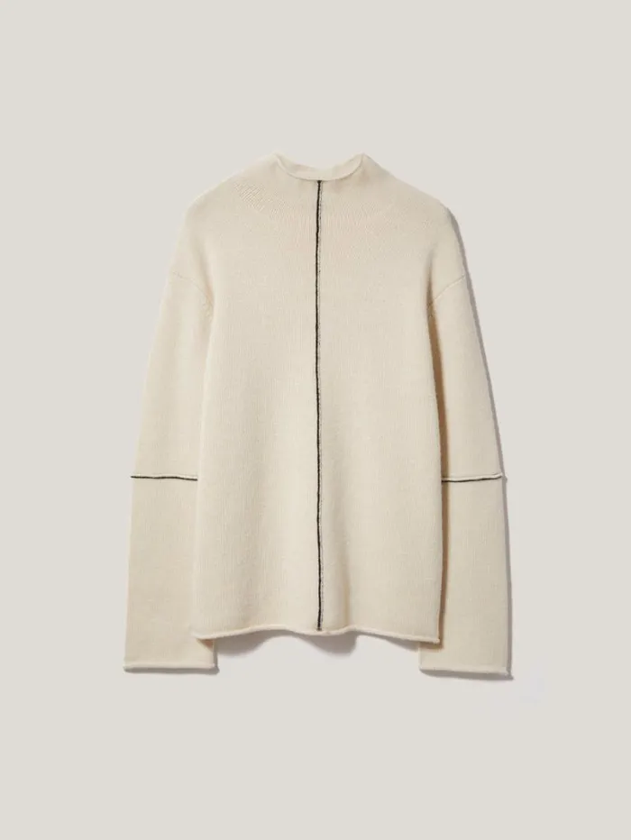 Wool Cashmere Blend Line Jumper Cream Women Jigsaw Knitwear and Cashmere