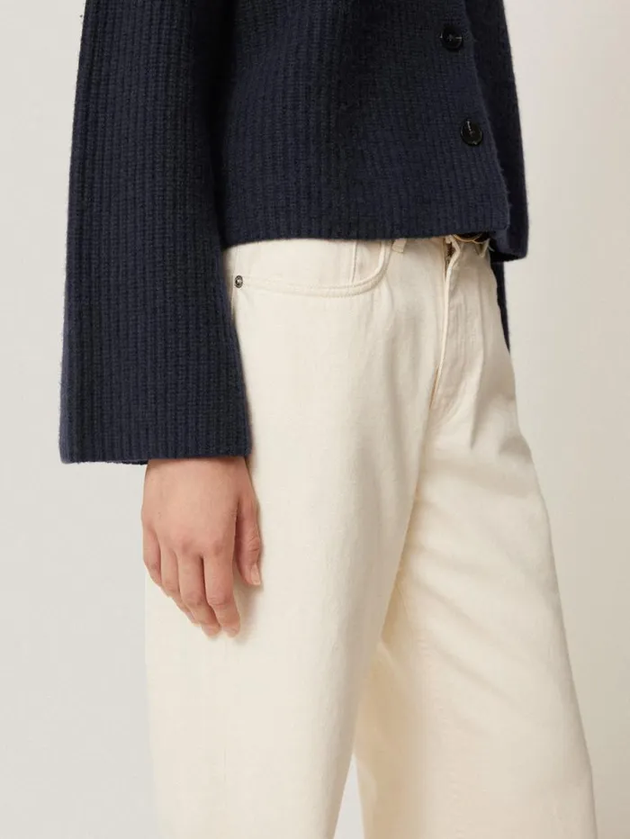 Wool Cashmere Blend Rib Cardigan Navy Women Jigsaw Knitwear and Cashmere