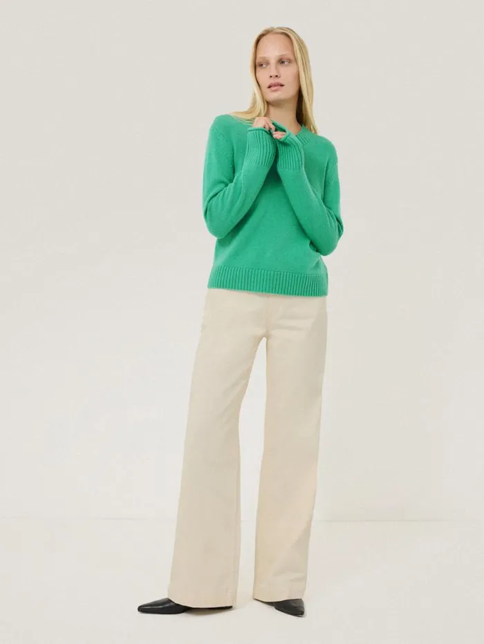 Wool Cashmere Blend V Neck Green Women Jigsaw Knitwear and Cashmere