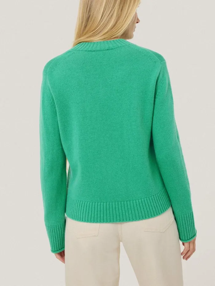 Wool Cashmere Blend V Neck Green Women Jigsaw Knitwear and Cashmere