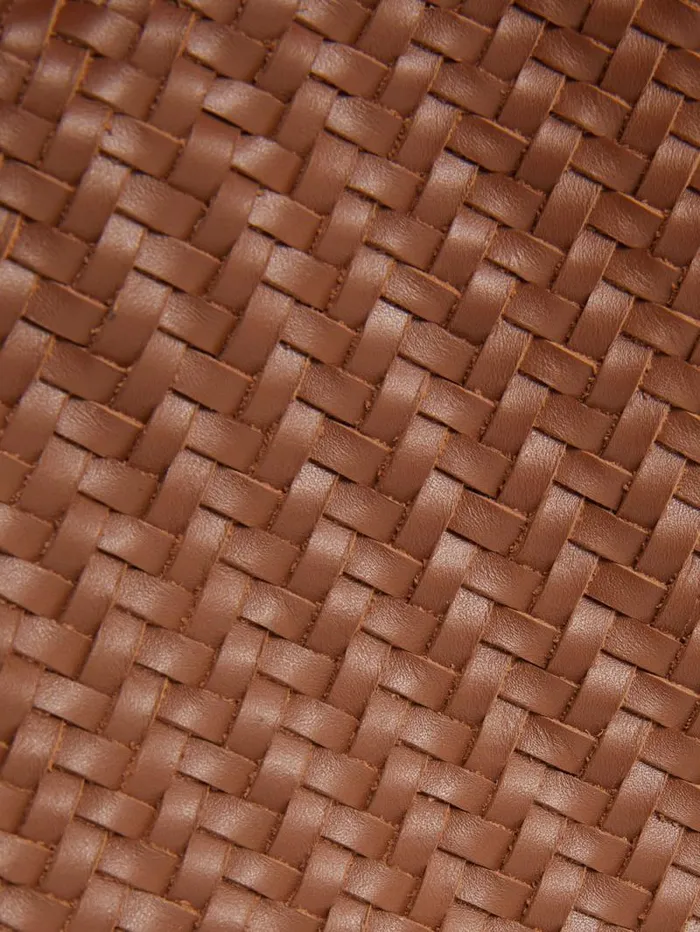 Woven Leather Pouch Tan Women Jigsaw Wallets and Card Holders