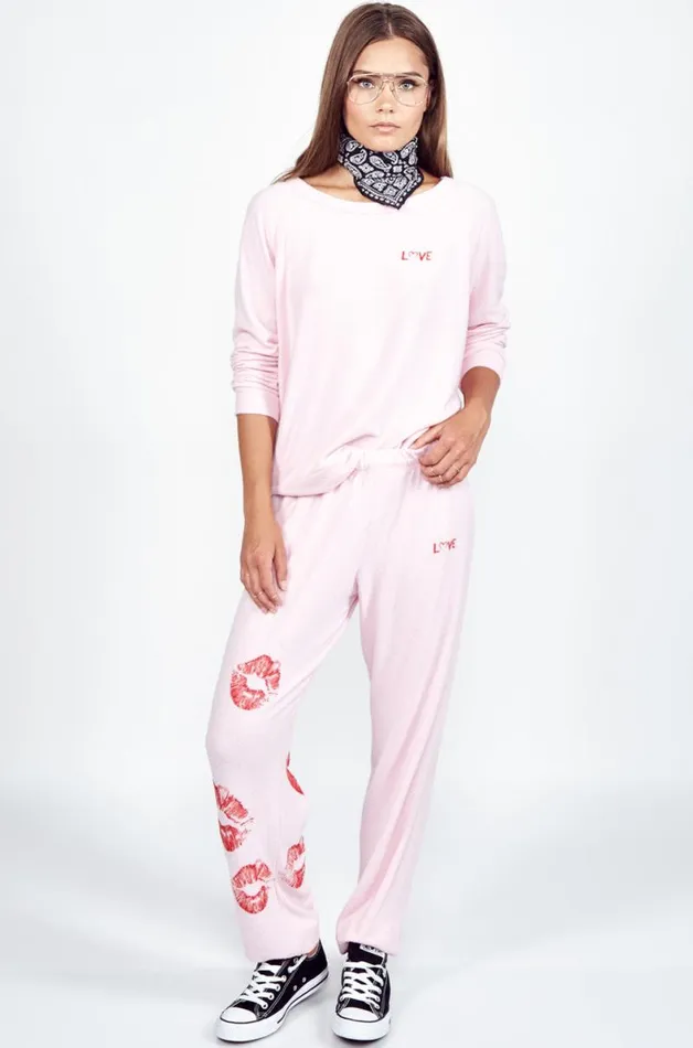 X Exclusive X Love Lip Pullover Tickle Pink Women Lauren Moshi Long Sleeve