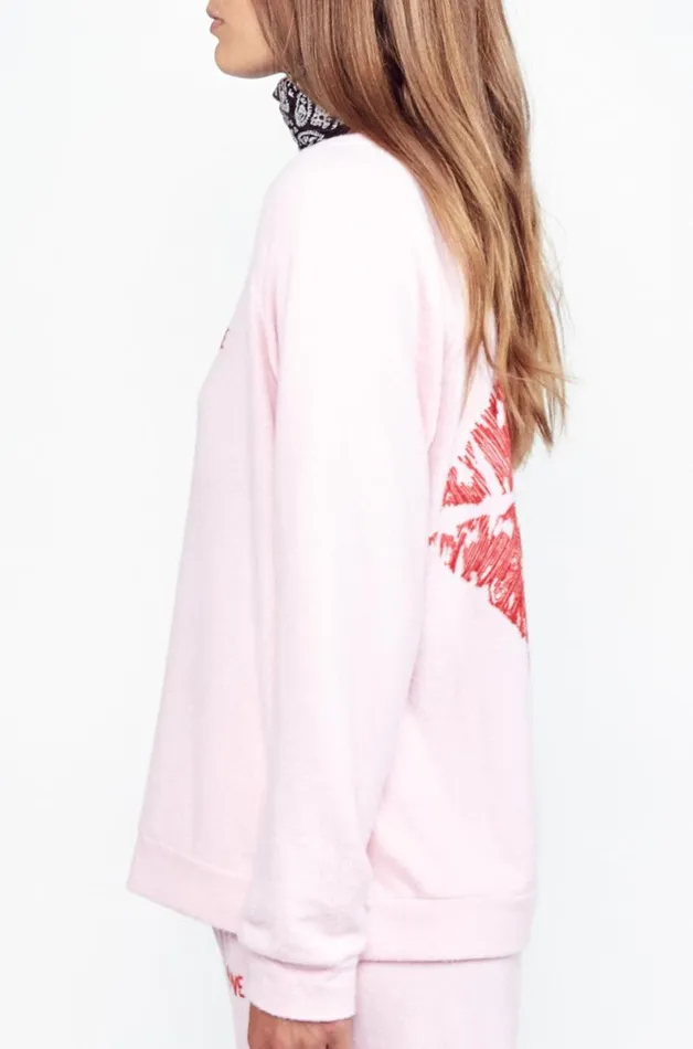 X Exclusive X Love Lip Pullover Tickle Pink Women Lauren Moshi Long Sleeve