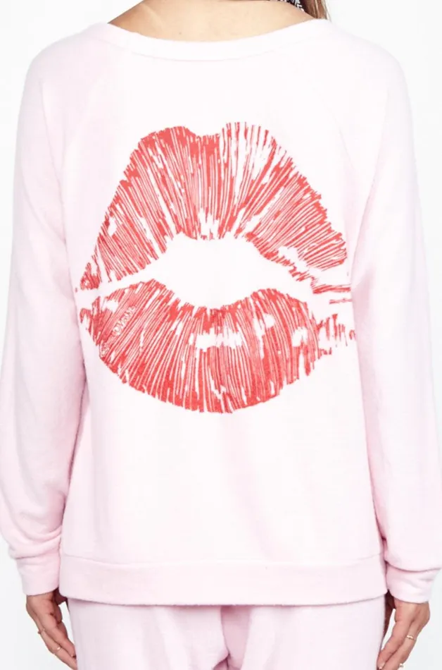 X Exclusive X Love Lip Pullover Tickle Pink Women Lauren Moshi Long Sleeve