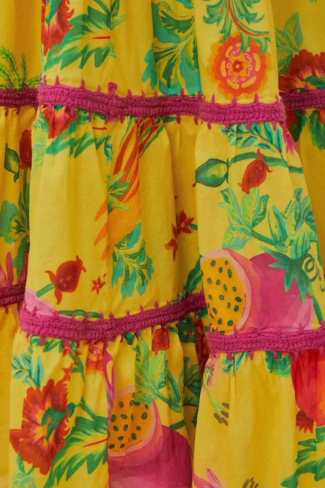 Yellow Delicate Fruit Garden Smocked Maxi Dress Women FARM Rio Maxi Dresses