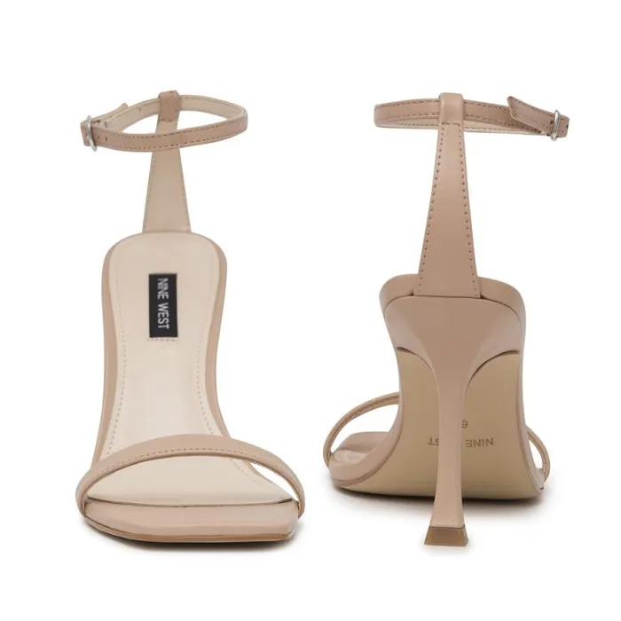 Yess Ankle Strap Sandals Barely Nude Leather Women Nine West Heels Yess Ankle Strap Sandals Barely Nude Leather Women Nine West Heels