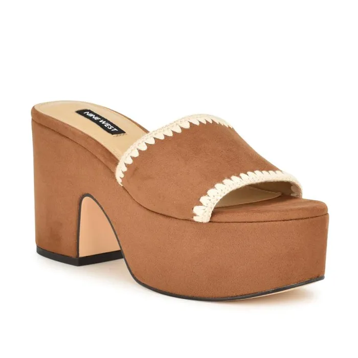 Yickie Platform Slide Sandals Brown Women Nine West Sandals Yickie Platform Slide Sandals Brown Women Nine West Sandals