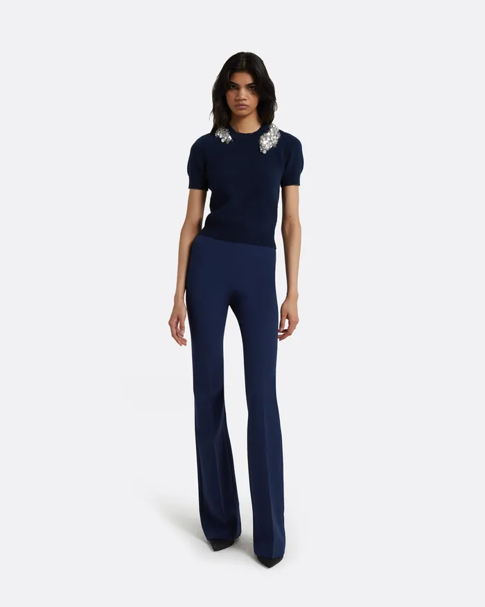 Zade Embroidered Maritime Knit Top Maritime Blue Women Knitwear Safiyaa